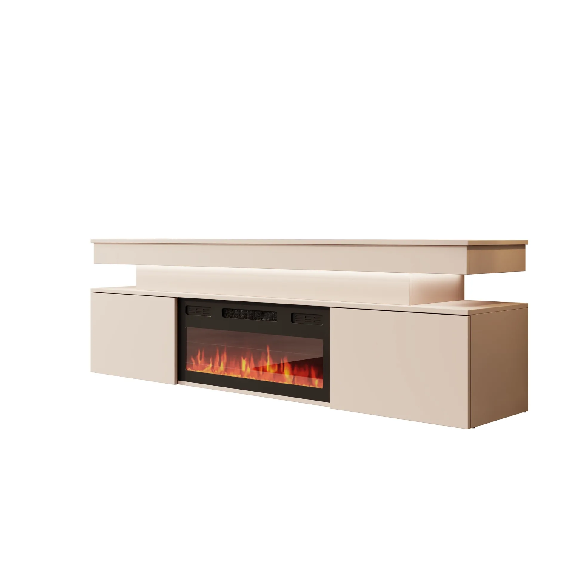 Galan - TV-Meubel met sfeerhaard - Beige - 190x39x54 cm