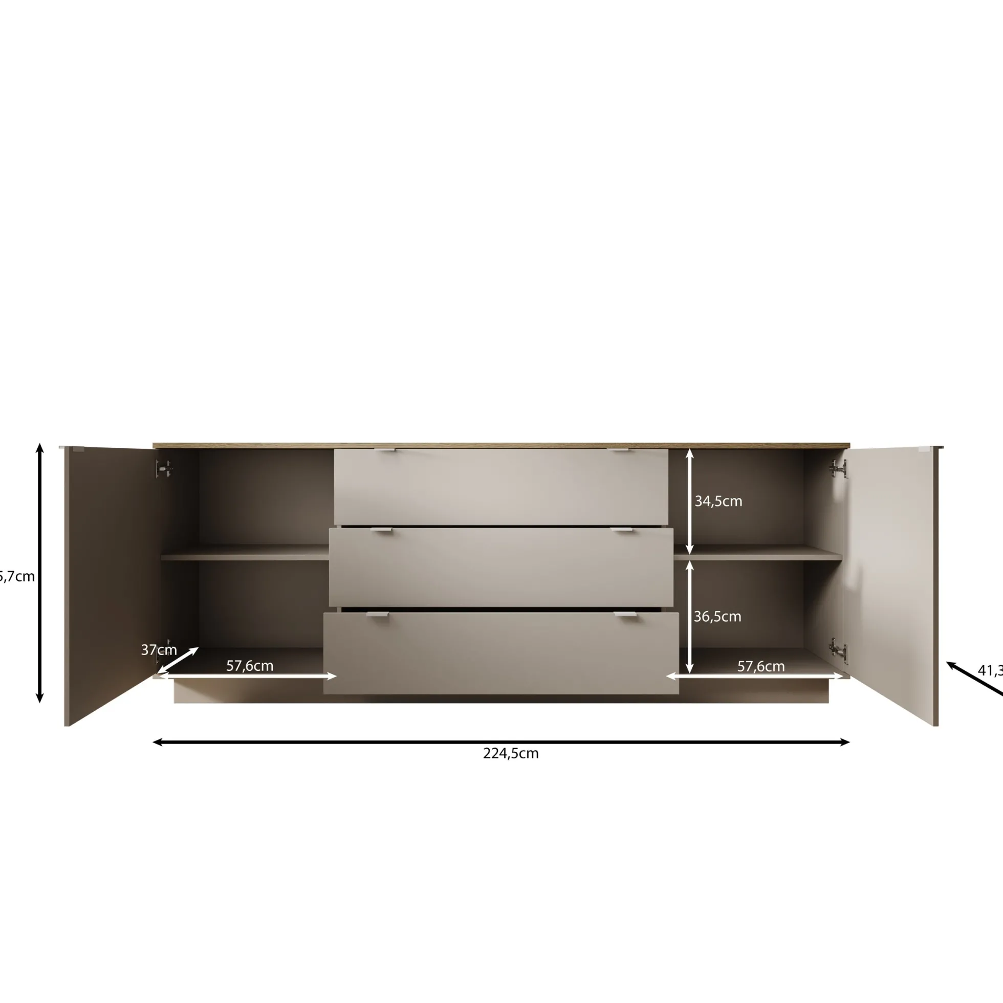 Galeno - Dressoir - Beige - 225x41x86 cm