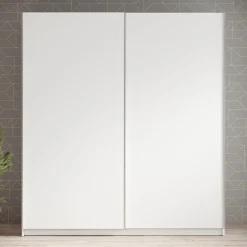 Ganaro - Kledingkast met schuifdeuren - Wit - 180x62x198 cm