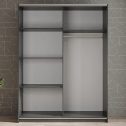 Ganaro - Kledingkast met spiegel - Grijs - 150x62x198 cm
