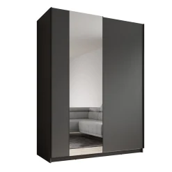Ganaro - Kledingkast met spiegel - Grijs - 150x62x198 cm