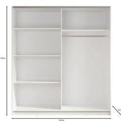 Ganaro - Kledingkast met schuifdeuren - Grijs - 180x62x198 cm