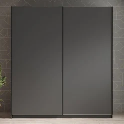 Ganaro - Kledingkast met schuifdeuren - Grijs - 180x62x198 cm