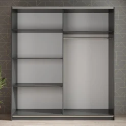 Ganaro - Kledingkast met schuifdeuren - Grijs - 180x62x198 cm