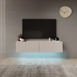Gelvio - TV-Meubel met LED - Beige - 144x32x32 cm