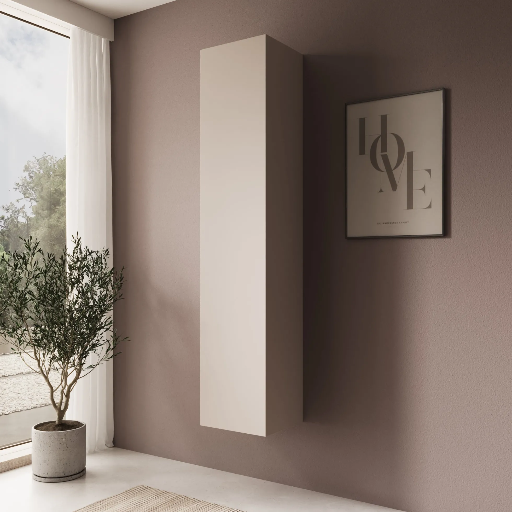 Gelvio - Vitrinekast - Beige - 35x32x168 cm