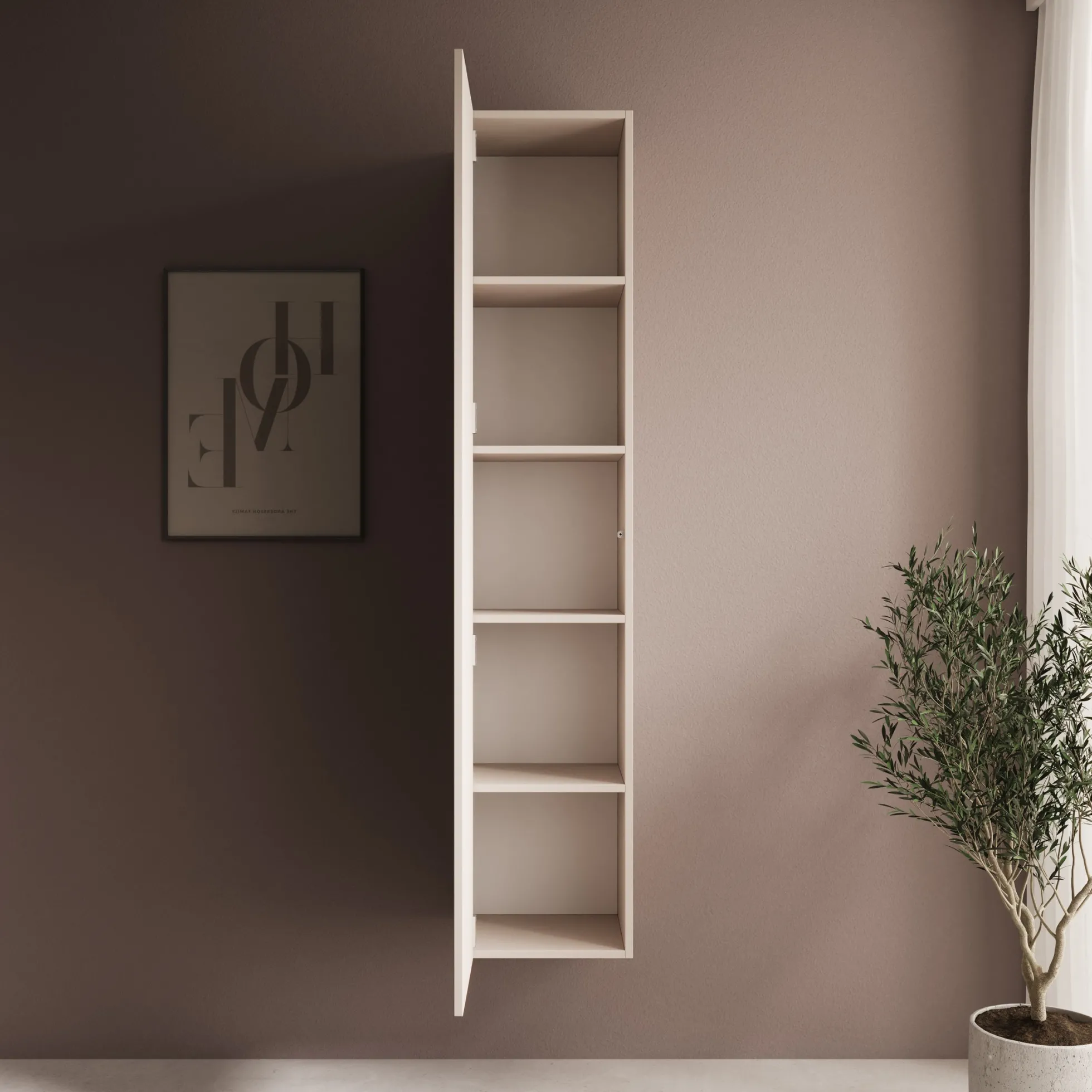 Gelvio - Vitrinekast - Beige - 35x32x168 cm