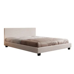 George - Tweepersoonsbed - Ribstof beige - 160x200x78 cm