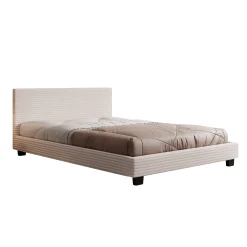 George - Tweepersoonsbed - Ribstof beige - 140x200x78 cm