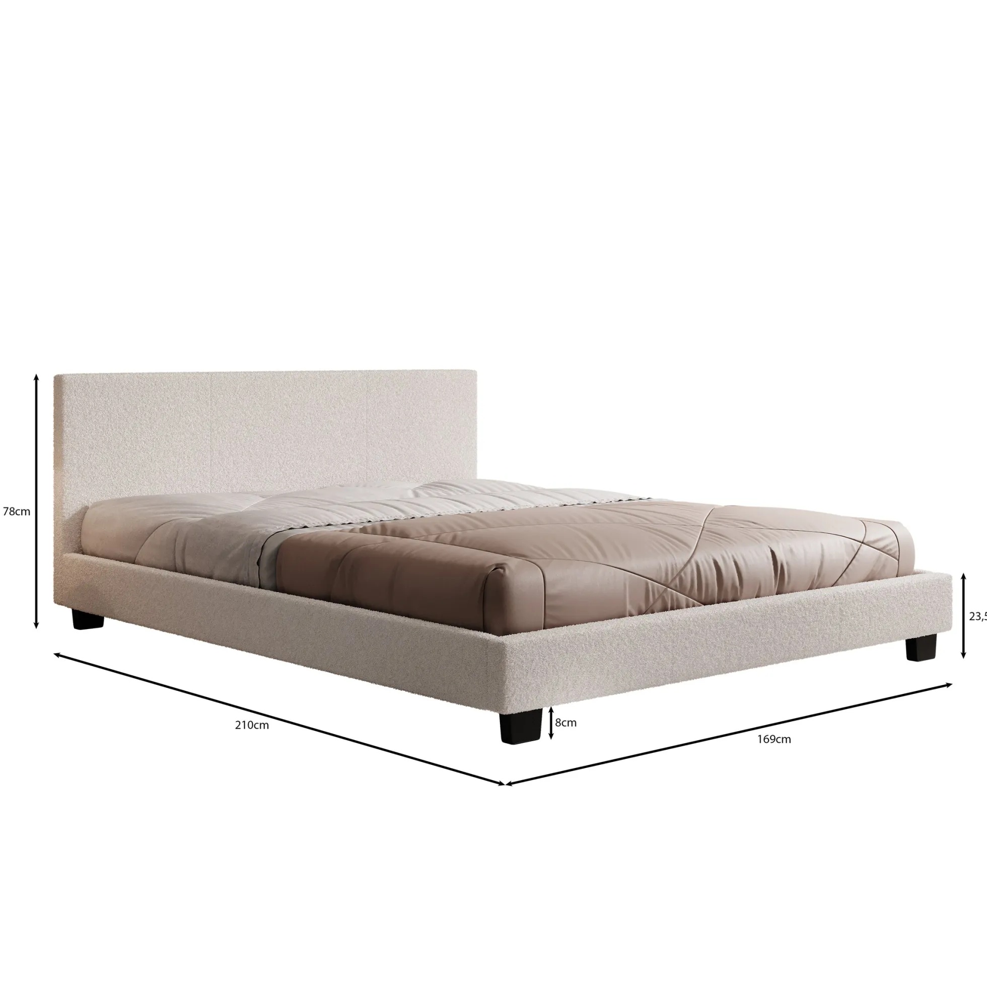 George - Tweepersoonsbed - Teddystof Wit - 160x200x78 cm