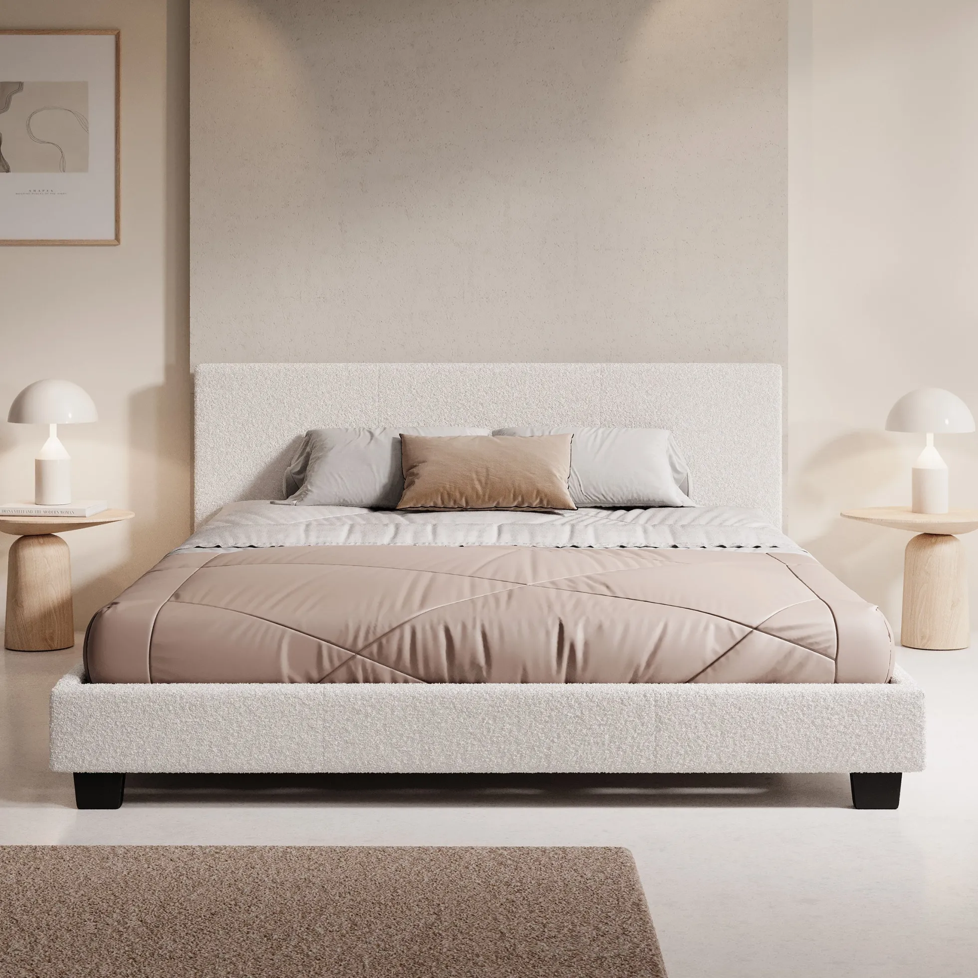 George - Tweepersoonsbed - Teddystof Wit - 160x200x78 cm