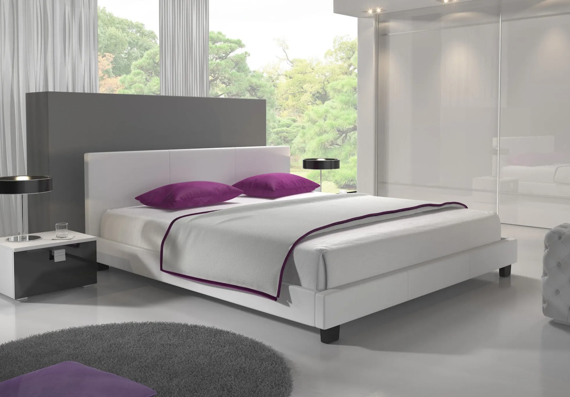 George - Tweepersoonsbed - Kunstleer wit - 160x200 cm