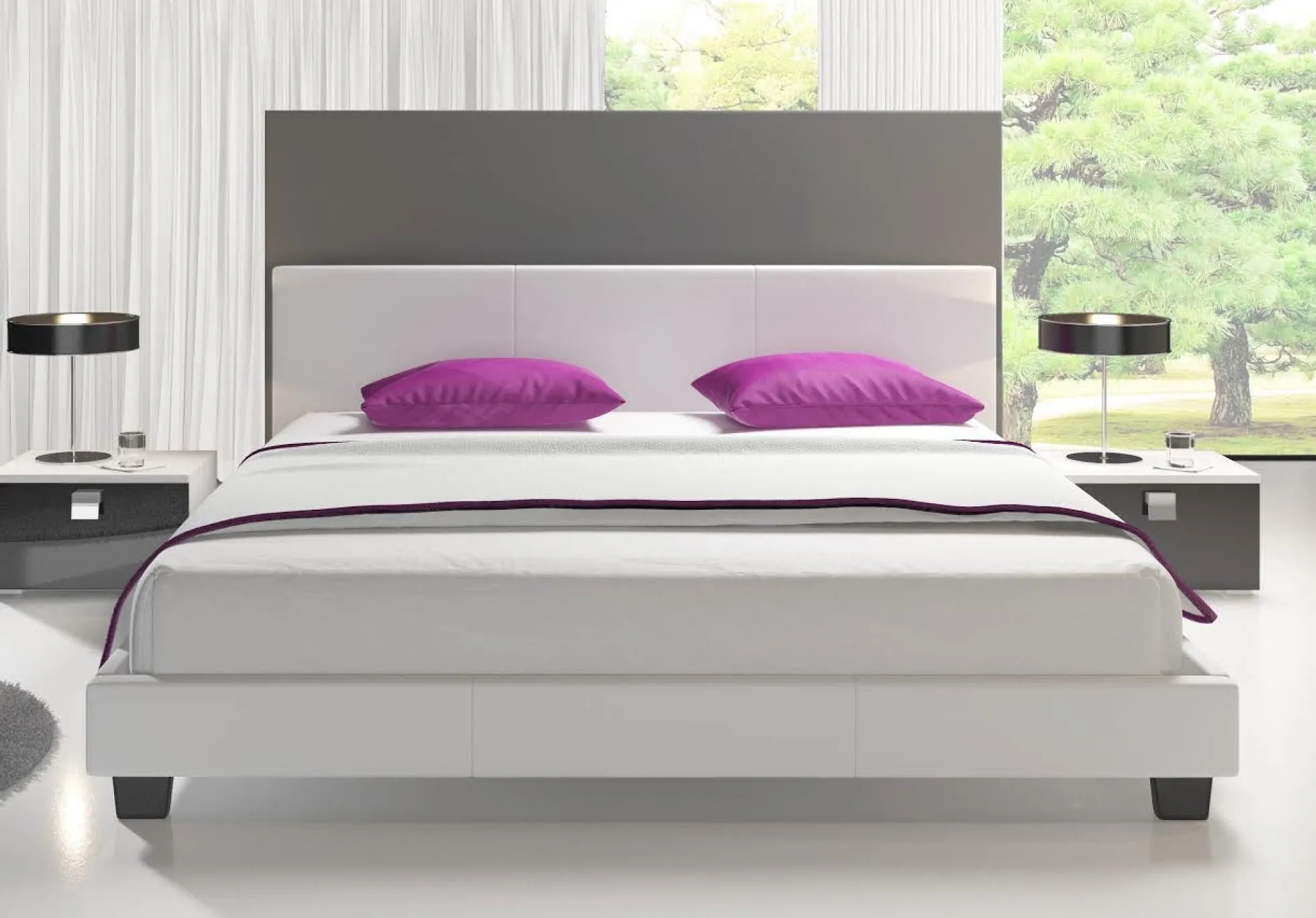 George - Tweepersoonsbed - Kunstleer wit - 160x200 cm