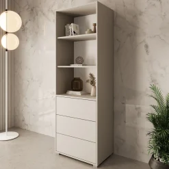 Gideon - Boekenkast - Beige - 60x40x178 cm