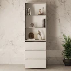 Gideon - Boekenkast - Beige - 60x40x178 cm