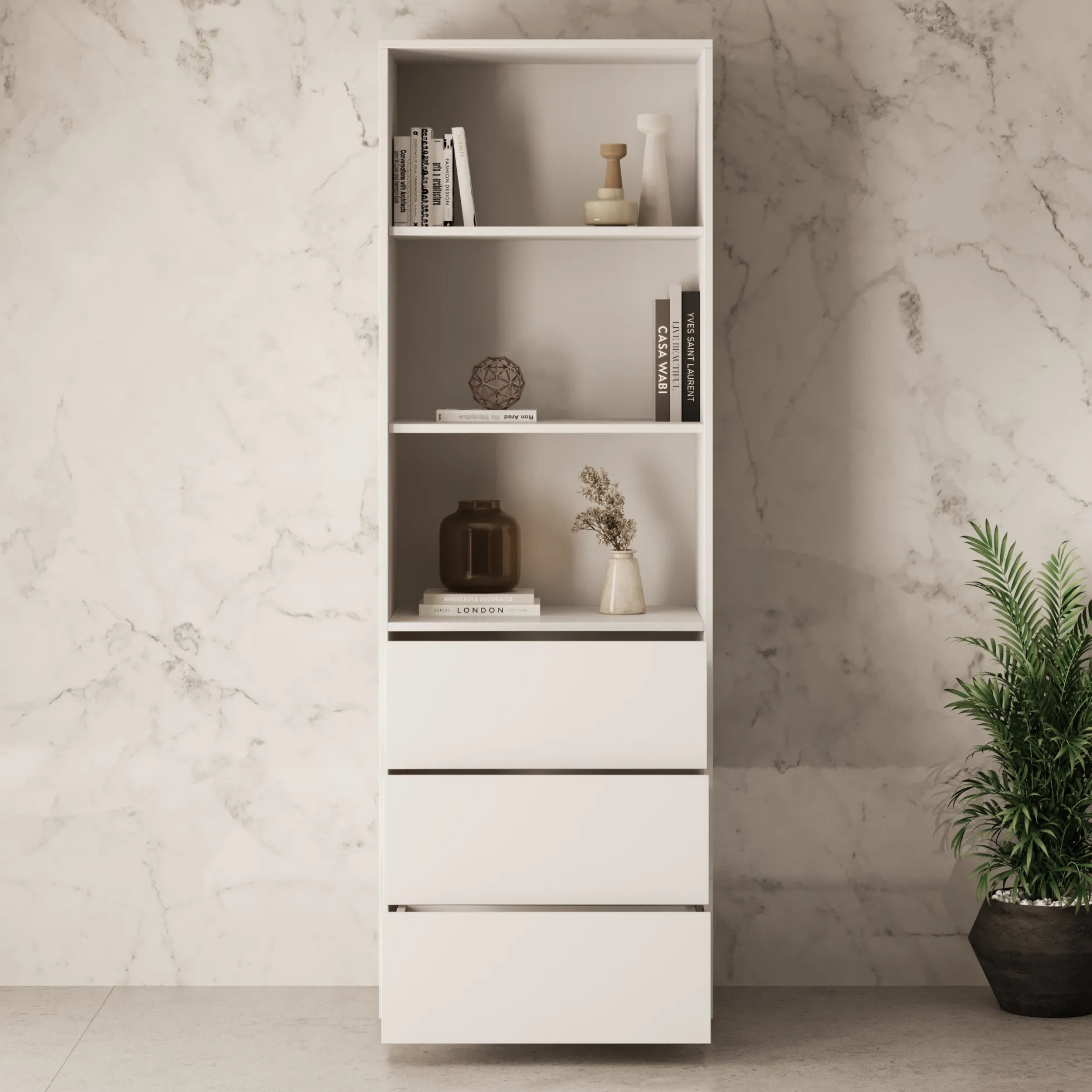 Gideon - Boekenkast - Wit - 60x40x178 cm
