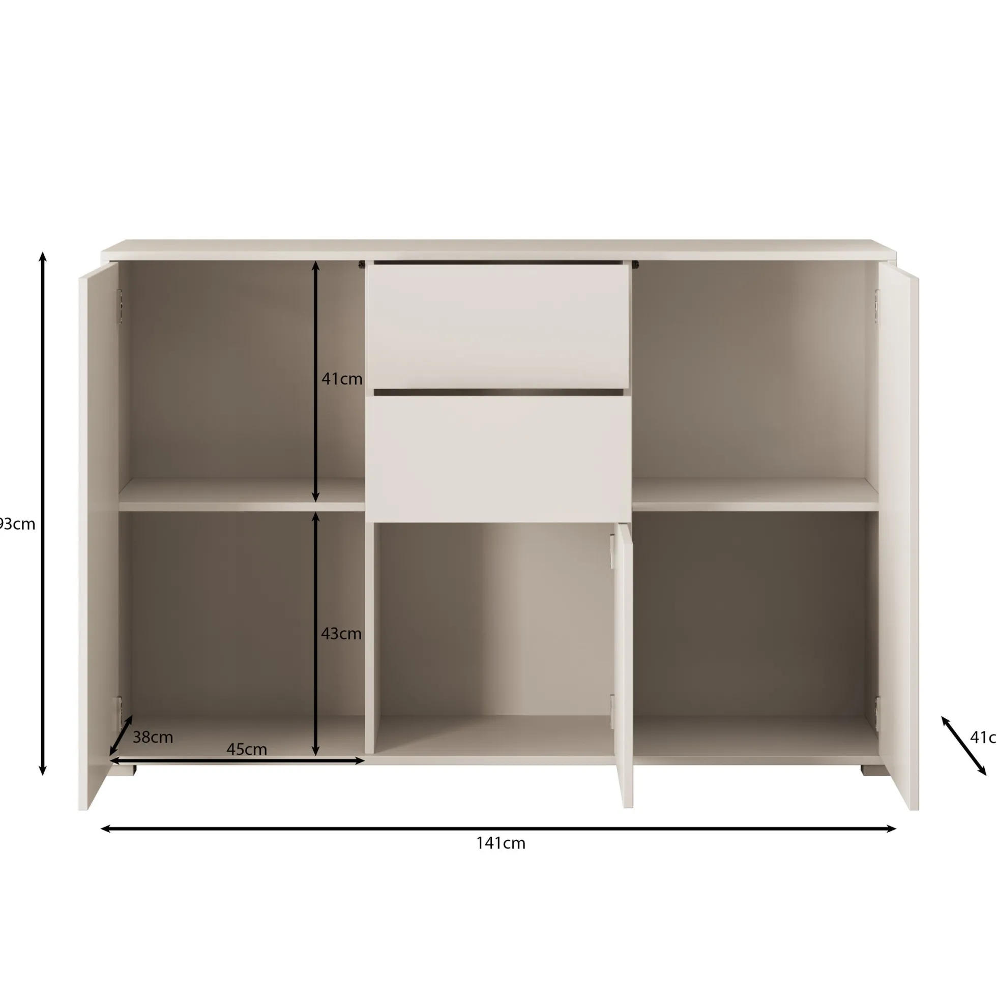 Gideon - Dressoir - Wit - 141x41x93 cm