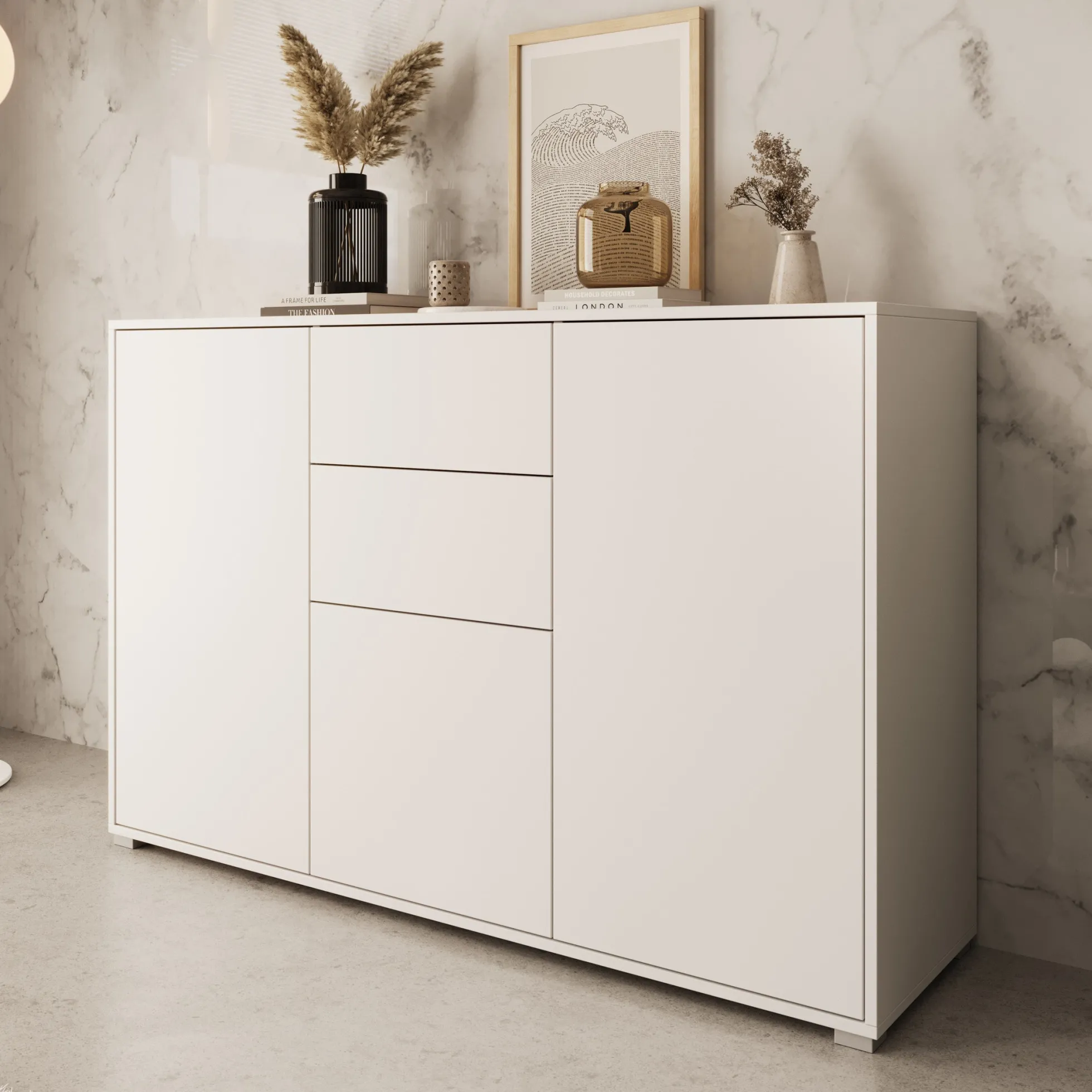 Gideon - Dressoir - Wit - 141x41x93 cm