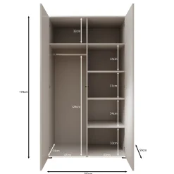 Gideon - Kledingkast 2-deurs - Wit - 100x59x178 cm
