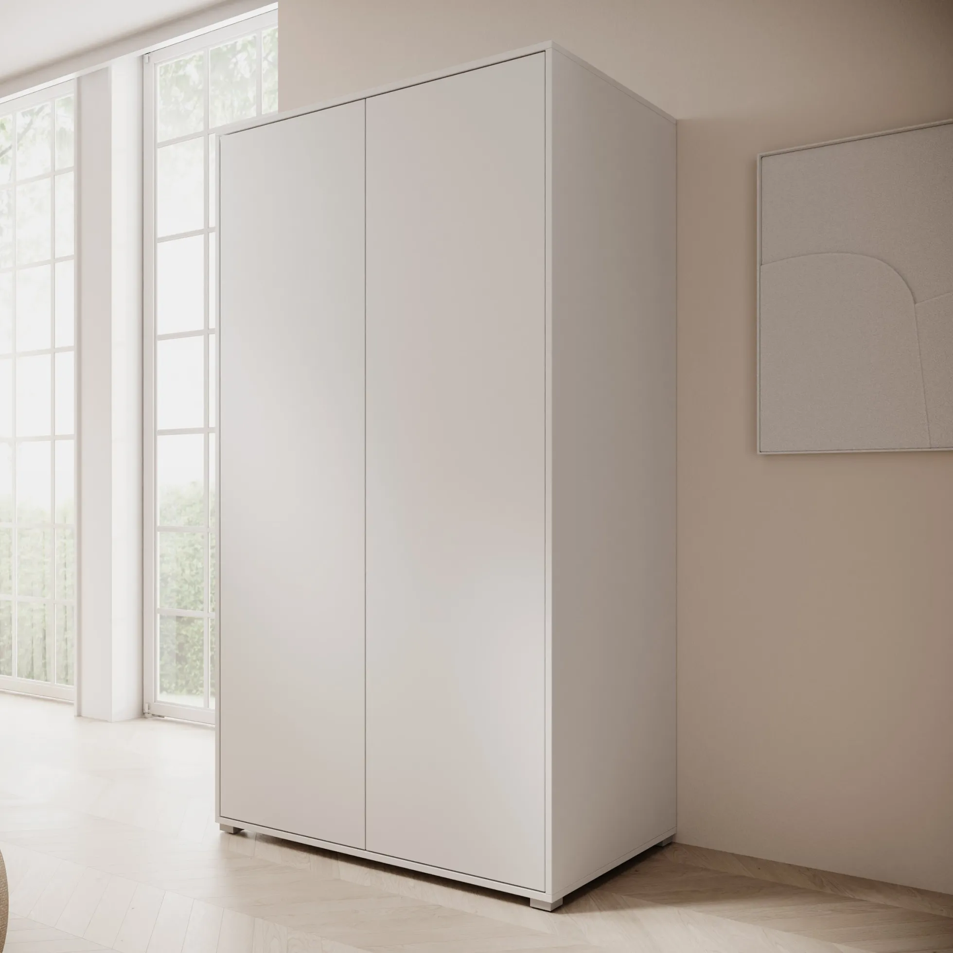 Gideon - Kledingkast 2-deurs - Wit - 100x59x178 cm