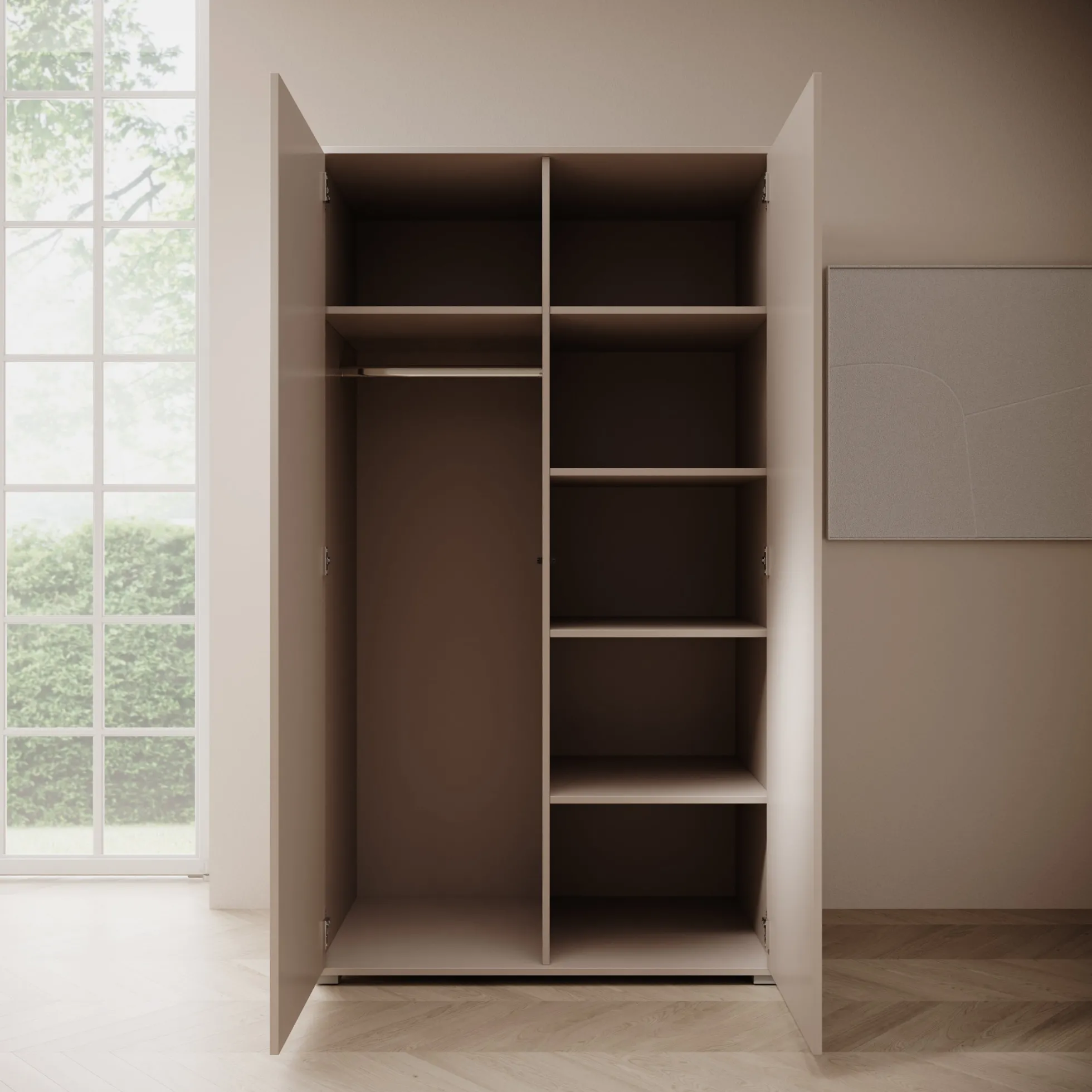 Gideon - Kledingkast 2-deurs - Beige - 100x59x178 cm