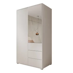 Gideon - Kledingkast met spiegel - Wit - 100x59x178 cm
