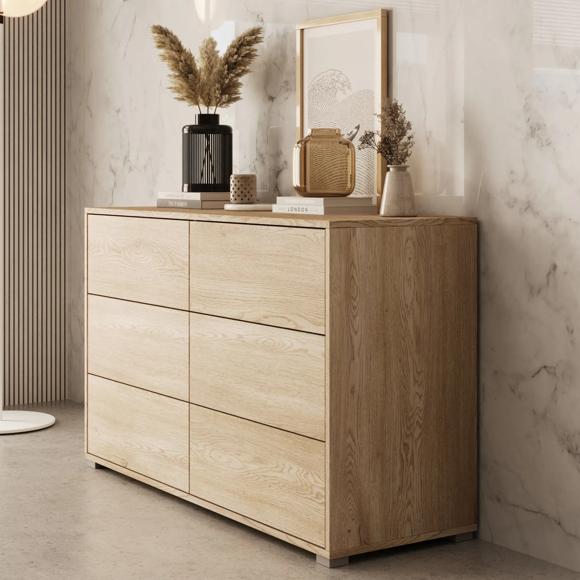 Gideon - Ladekast - Eikenpatroon - 120x41x73