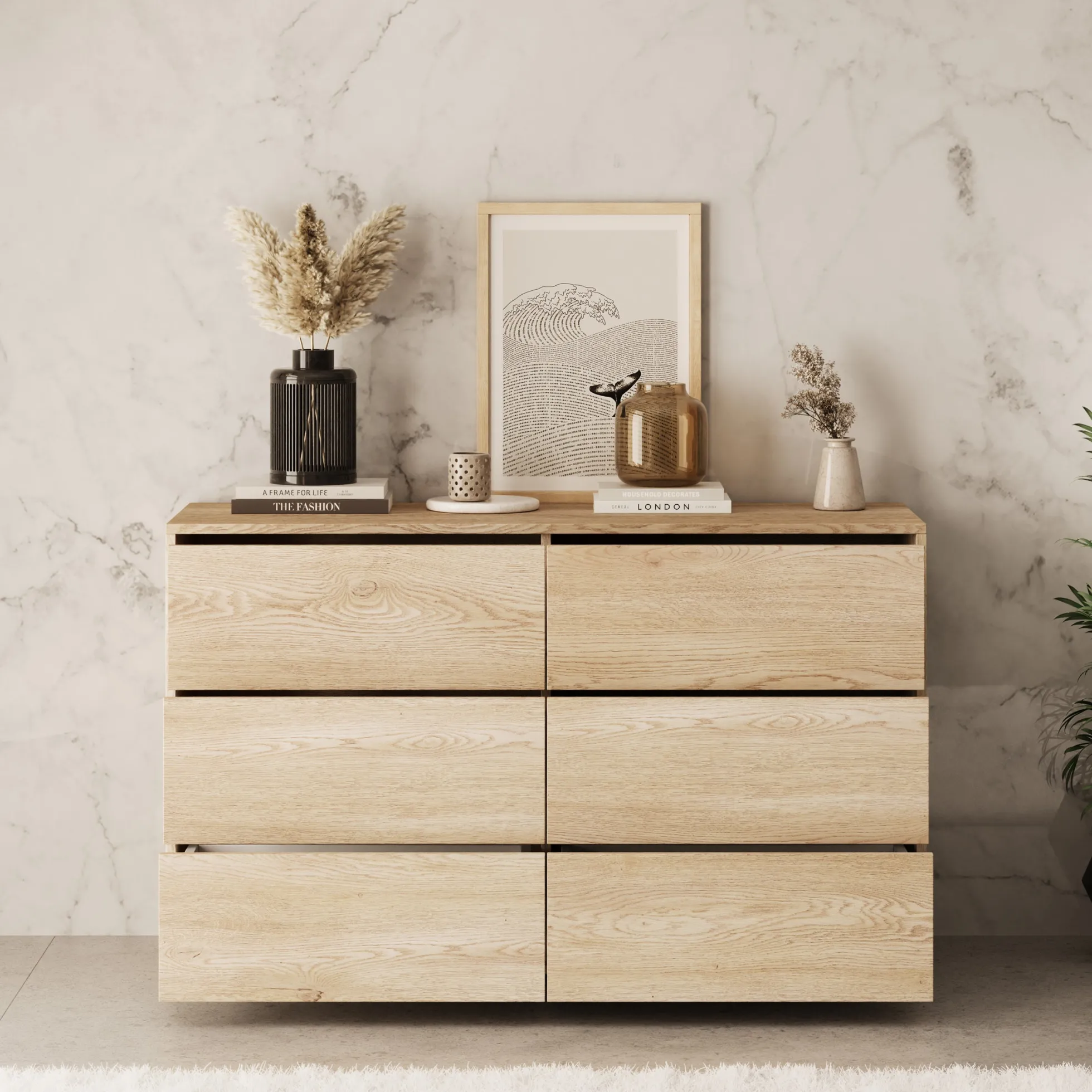 Gideon - Ladekast - Eikenpatroon - 120x41x73