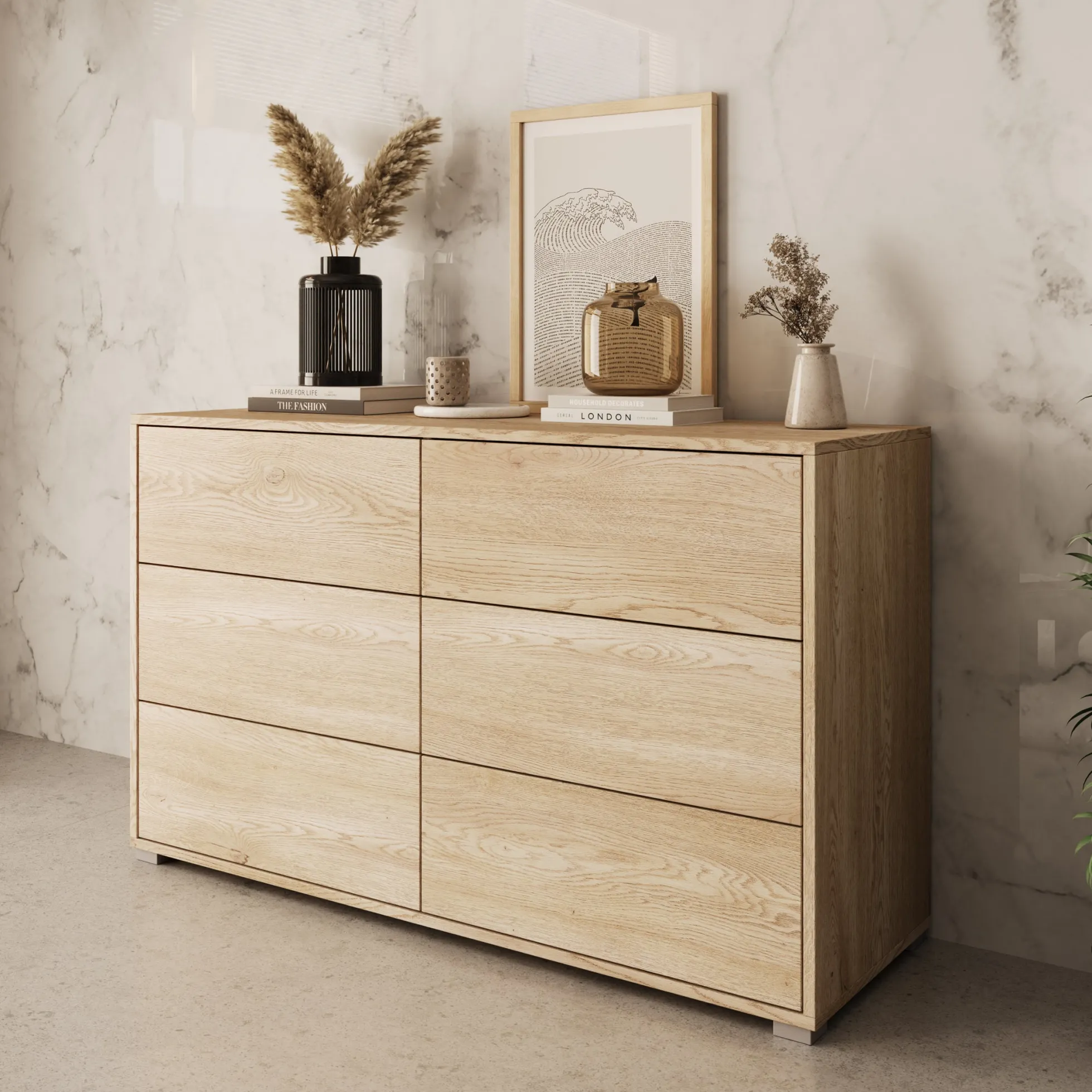 Gideon - Ladekast - Eikenpatroon - 120x41x73