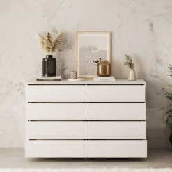 Gideon - Ladekast 8 lades - Wit - 120x41x93 cm