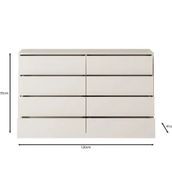 Gideon - Ladekast 8 lades - Wit - 120x41x93 cm