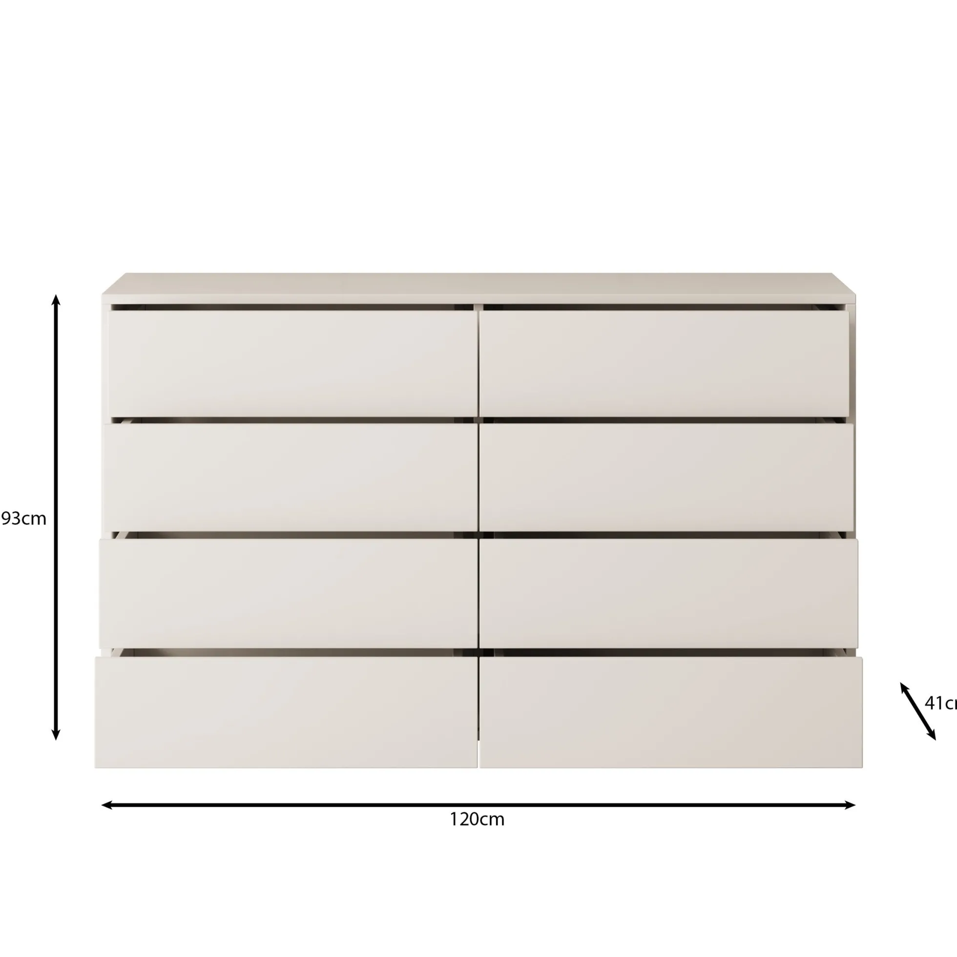 Gideon - Ladekast 8 lades - Wit - 120x41x93 cm
