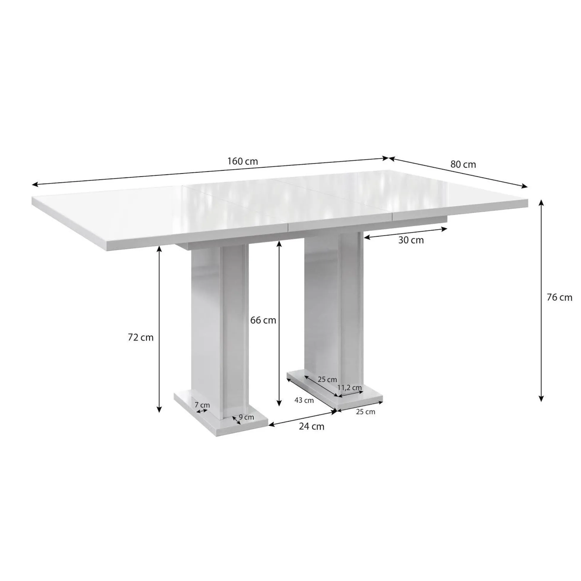 Glamour - Eetkamertafel - Wit - 120x80x76 cm
