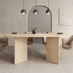 Glenne - Eetkamertafel ovaal - Licht eiken patroon - 185x90x75 cm