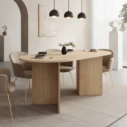 Glenne - Eetkamertafel ovaal - Licht eiken patroon - 185x90x75 cm