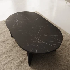 Glenne - Salontafel - Zwart marmerlook - 110x65x42 cm