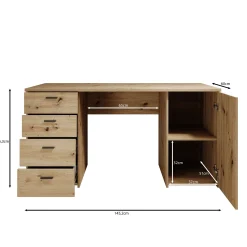 Glymp - Bureau - Eikenpatroon - 145x60x75 cm