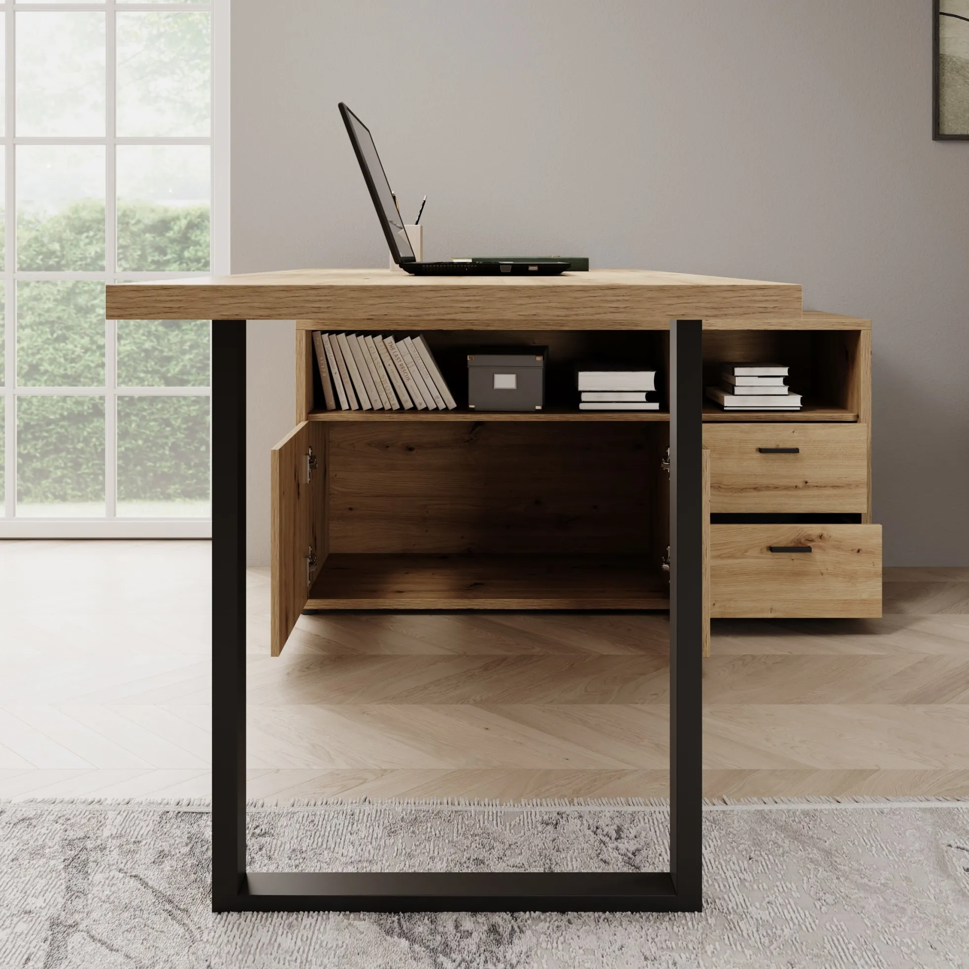 Glymp - Bureau - Eikenpatroon - 181x124x74 cm