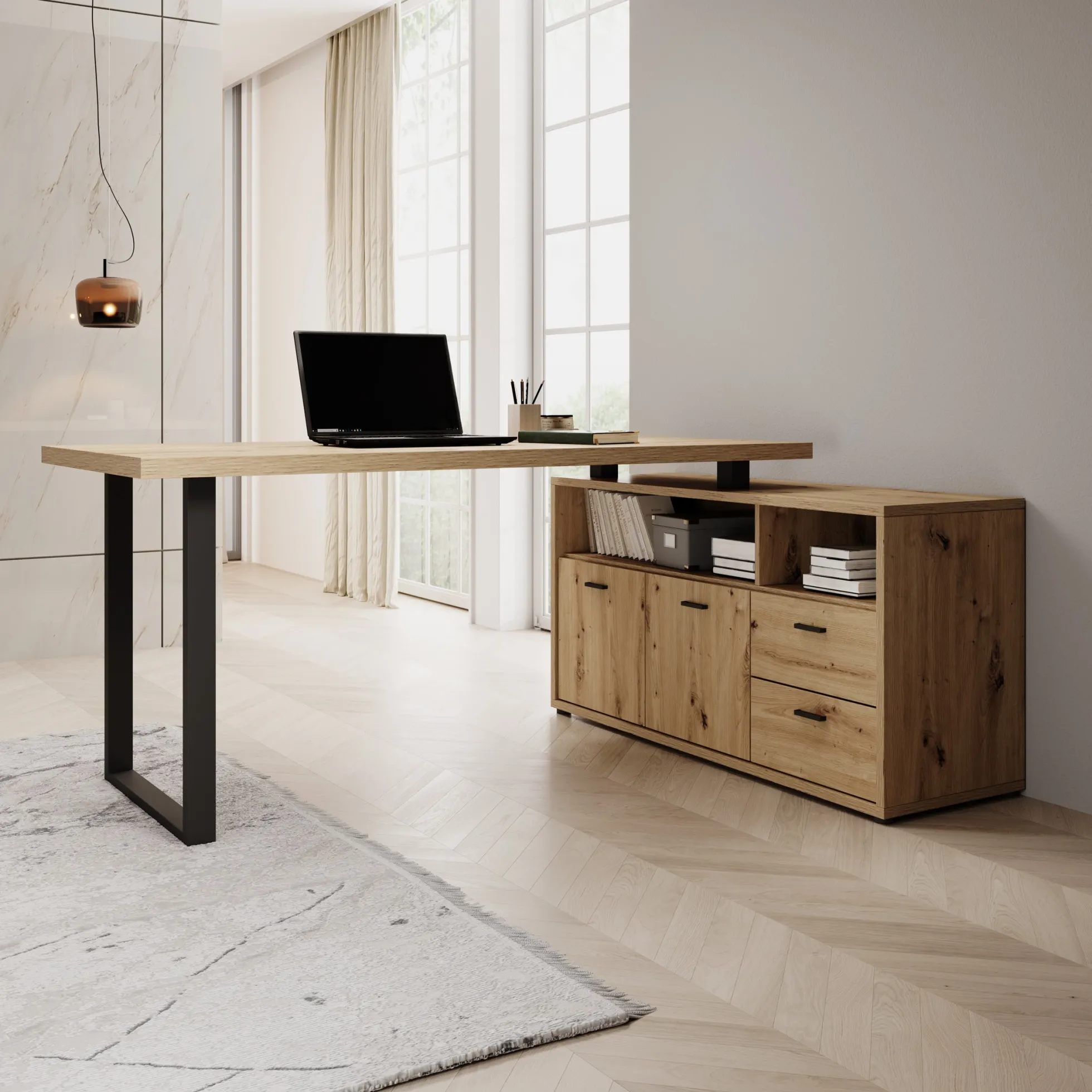 Glymp - Bureau - Eikenpatroon - 181x124x74 cm