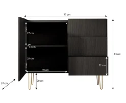 Hacienda - Dressoir - Zwart - 97x37x83 cm