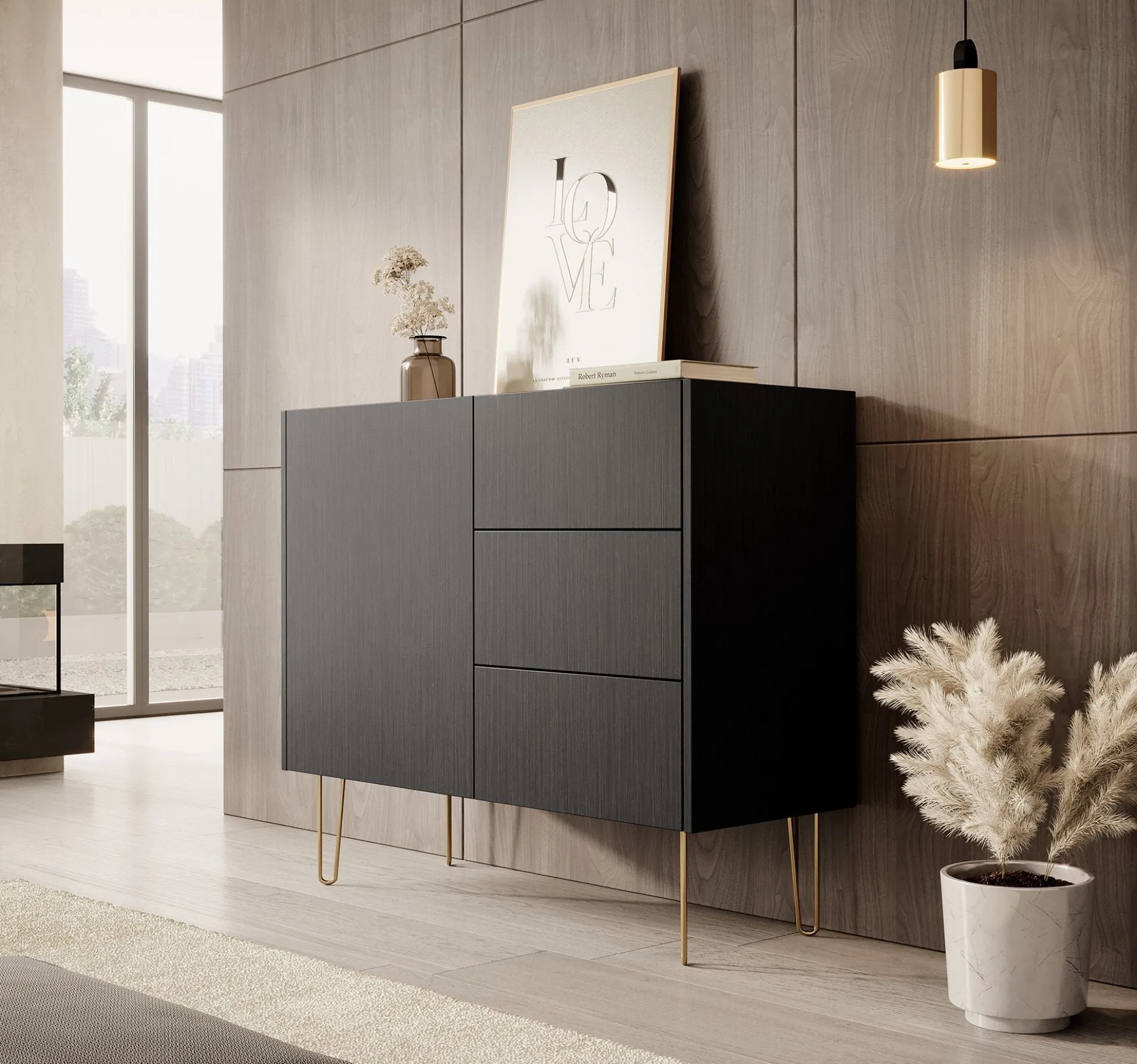 Hacienda - Dressoir - Zwart - 97x37x83 cm