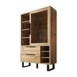 Harlow - Vitrinekast - Eiken/zwart - 120x45x190 cm