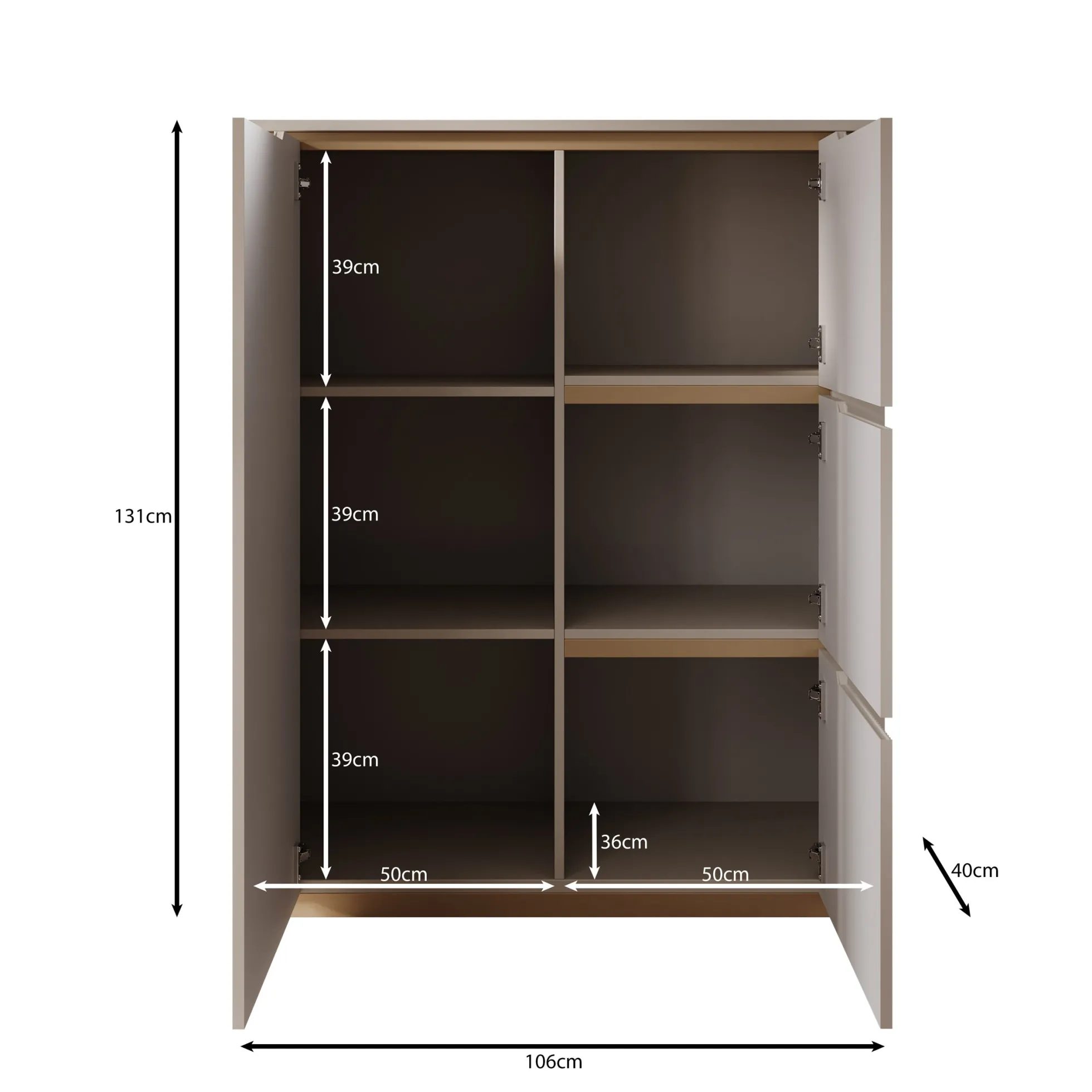 Harper - Dressoir - Beige - 106x40x131 cm