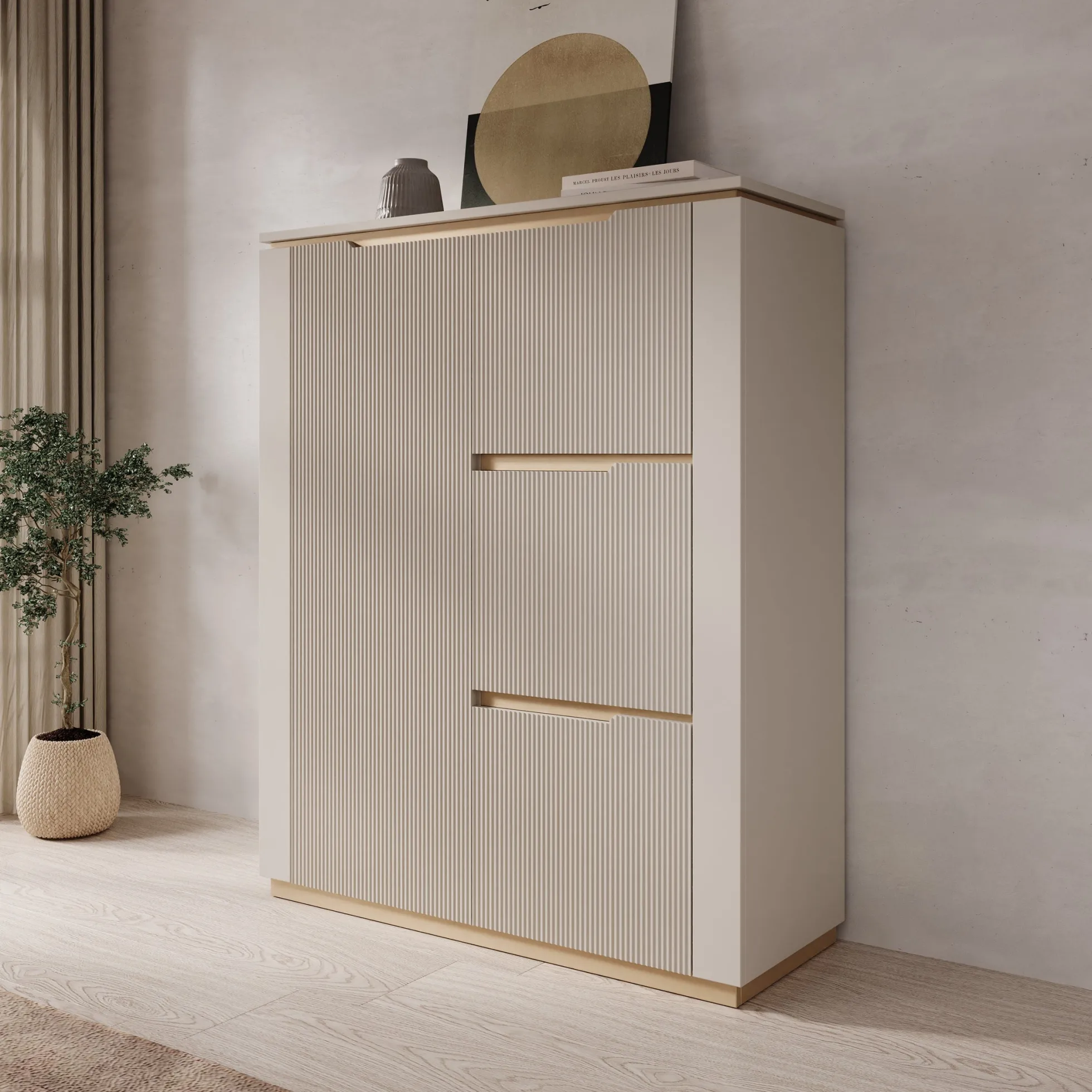 Harper - Dressoir - Beige - 106x40x131 cm