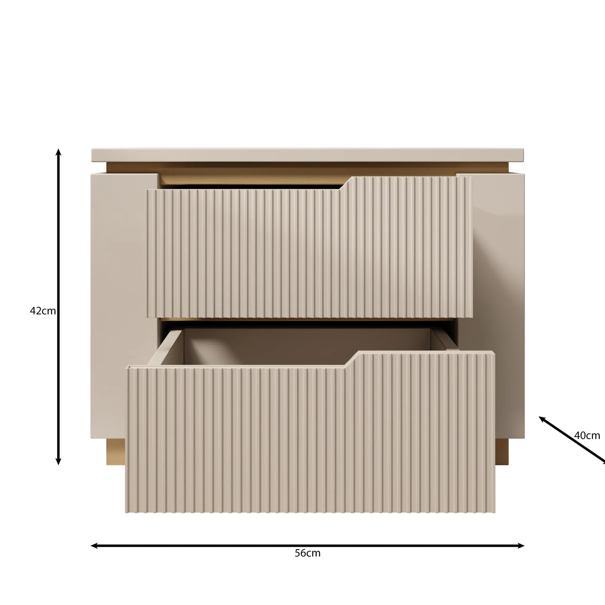 Harper - Nachtkastje - Beige - 56x40x42 cm