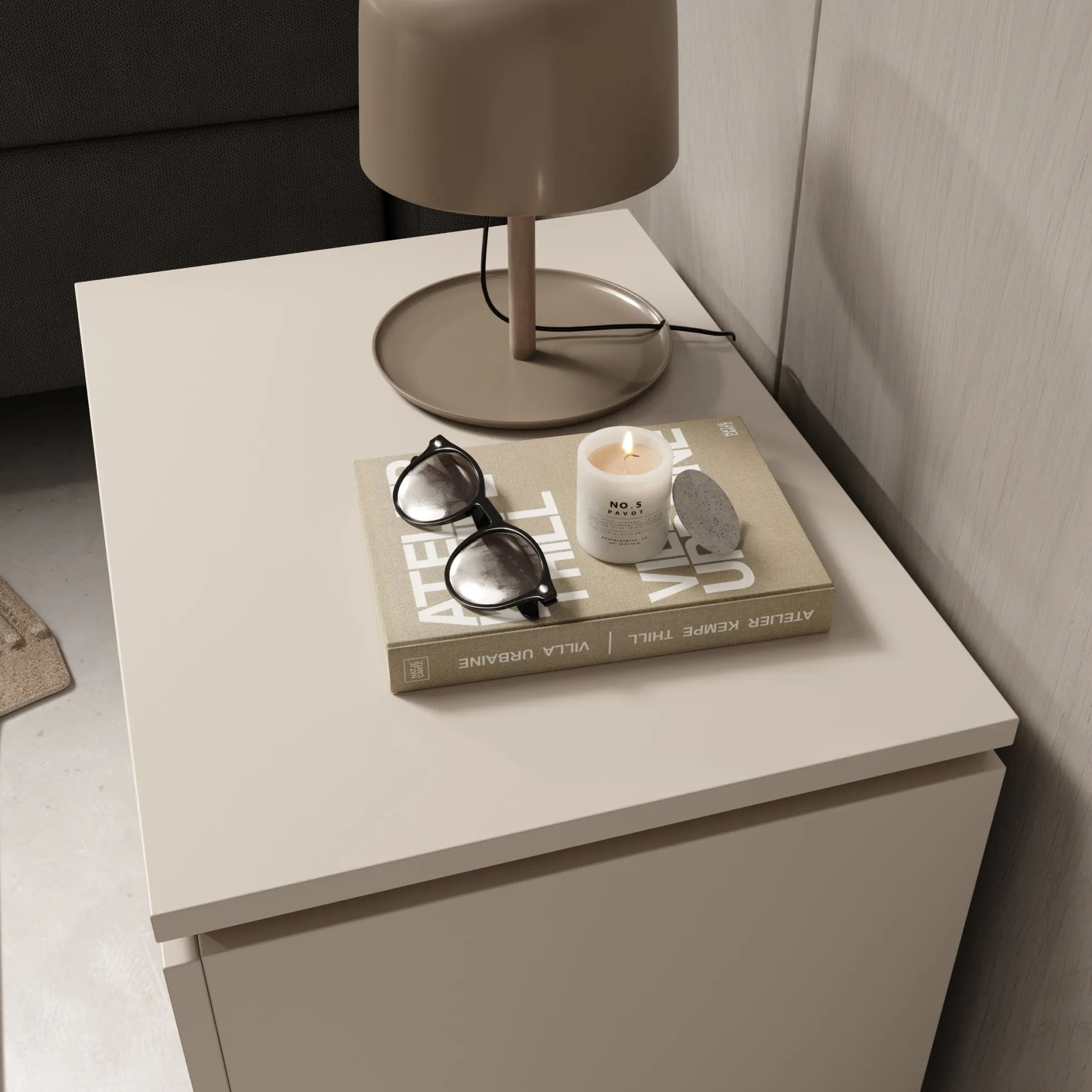 Harper - Nachtkastje - Beige - 56x40x42 cm