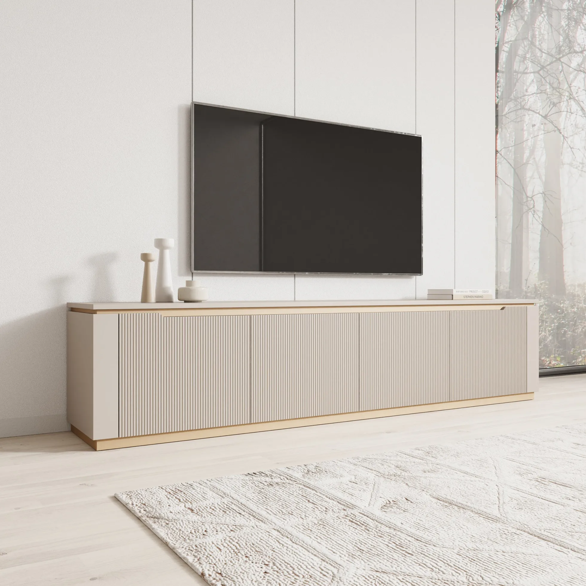 Harper - TV-Meubel - Beige - 219x40x50 cm