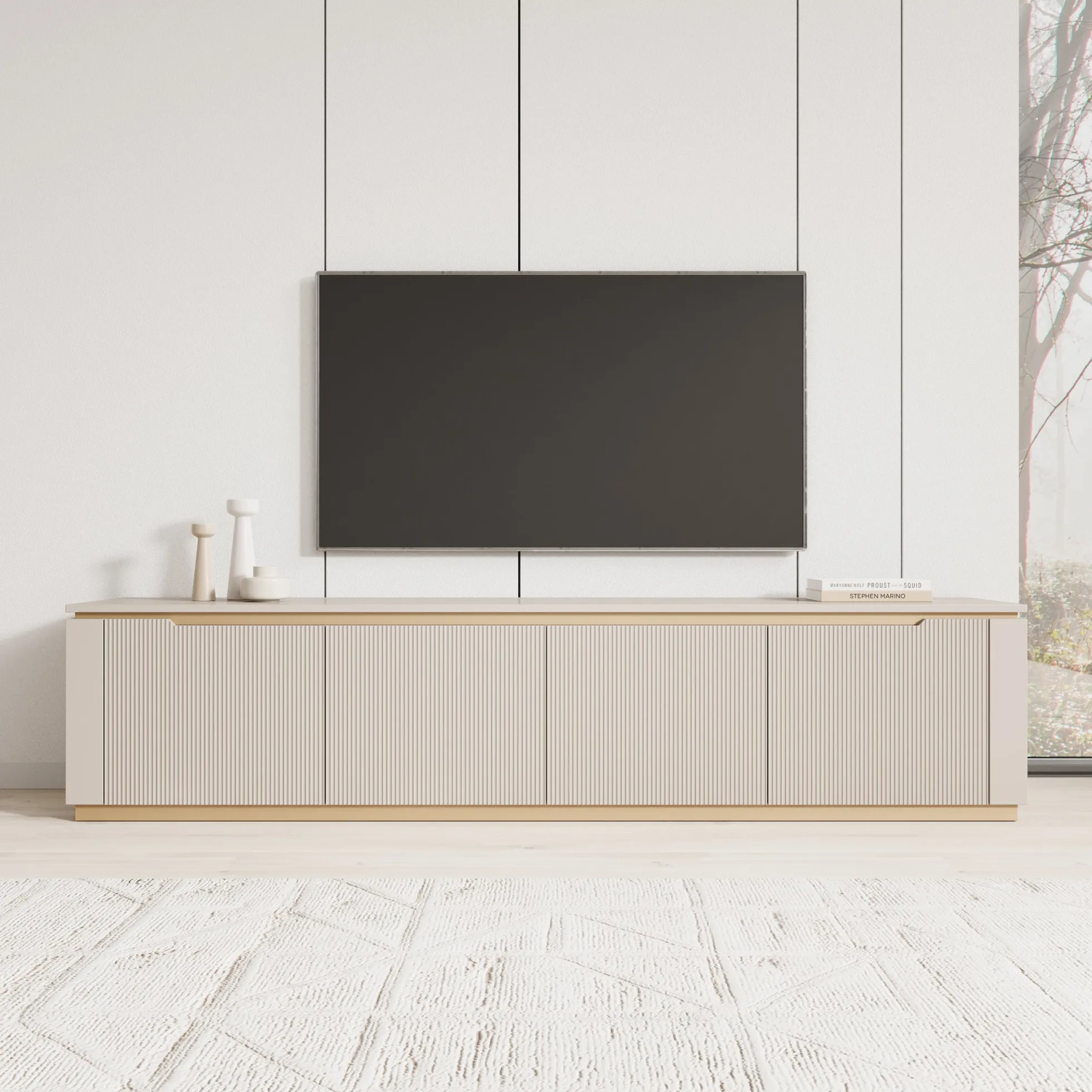 Harper - TV-Meubel - Beige - 219x40x50 cm