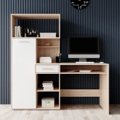 Harrah - Bureau - Eiken - Wit - 150 cm