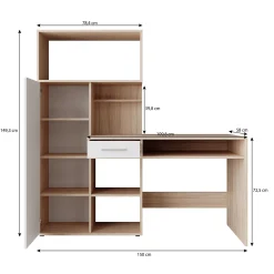 Harrah - Bureau - Eiken - Wit - 150 cm